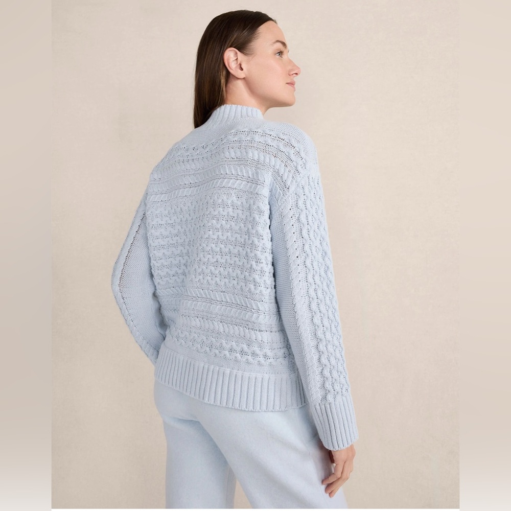 NWT Haven Well Within Organic Cotton Cable Knit Funnel Neck Sweater Sz M - Picture 3 of 8